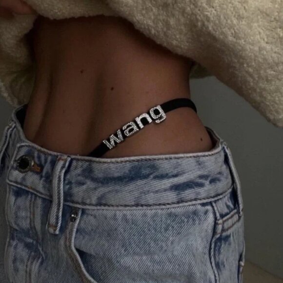 NWT Alexander Wang Bikini Rhinestone Strap Jeans - Picture 1 of 5
